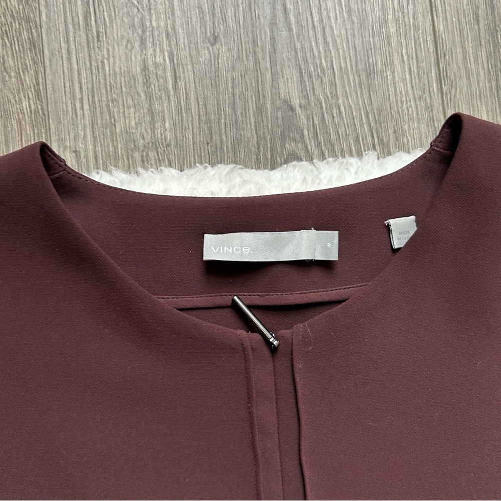 Vince Brown Front Seam Long Sleeve Shift Dress - Picture 3 of 7